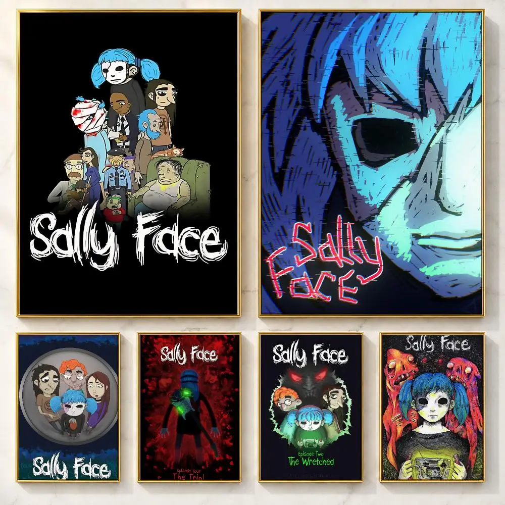 Stylish Game S-Sally FaceS Poster Self-adhesive Art Poster Decoracion Painting Wall Art White Kraft Paper Home Decor