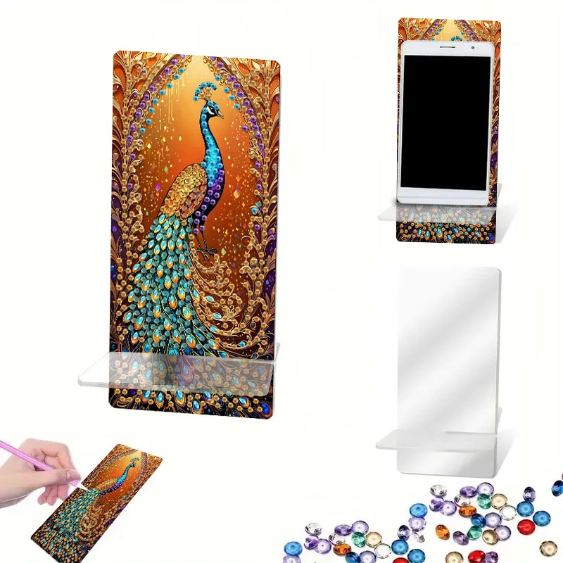 1 Piece DIY Diamond Painting Acrylic Phone Stand Animal Floral Patterns Home Decor Craft Supplies