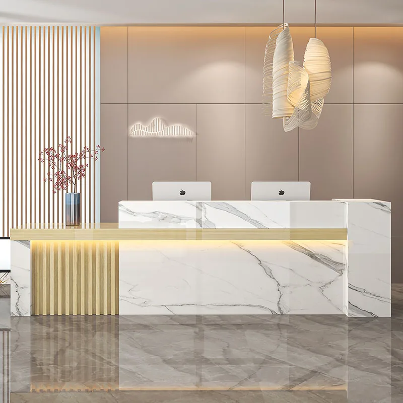 White Reception Desks Beauty Salon Luxury Shop Cashier Counter Executive Office Table Modern Bureau Meuble Salon Furniture