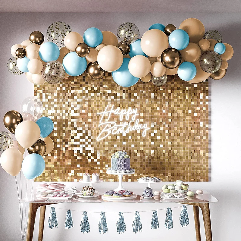 Shimmer Wall Sequins Backdrop Decorations Panel Wedding Birthday Engagement Bridal Shower Party  Glitter Bling Sequins Decor