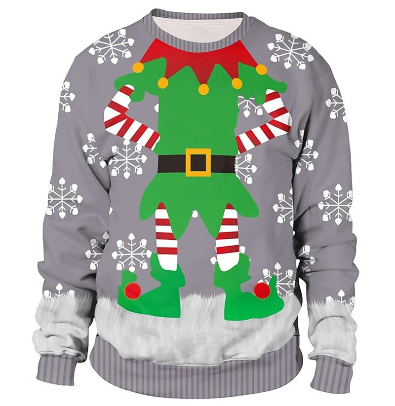 

Забавный уродливый рождественский свитшот, мужская одежда, рождественские пары, толстовки с круглым вырезом, пуловер унисекс с длинными рукавами, топы, свитер