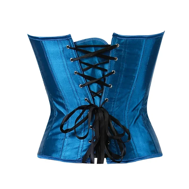 Peacock Feather Corsets Bustiers Top Sexy Satin Overbust Corset Ladies Halloween Big Size Black Blue korsett