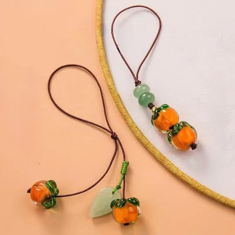 

Crystal persimmon mobile phone hanging chain hanging rope car key pendant mobile phone case pendant