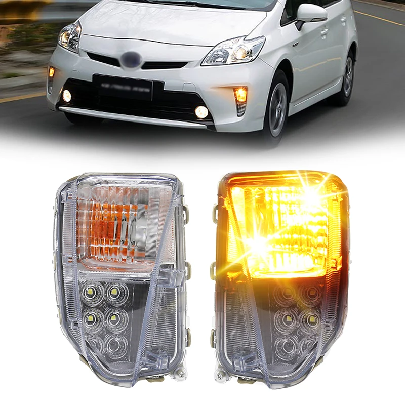 

2Pcs for Toyota Prius ZVW30 2012-2015 Led Fog Lamp DRL Light Daytime Running Headlight Bumper Driving Day Waterproof Turn Signal