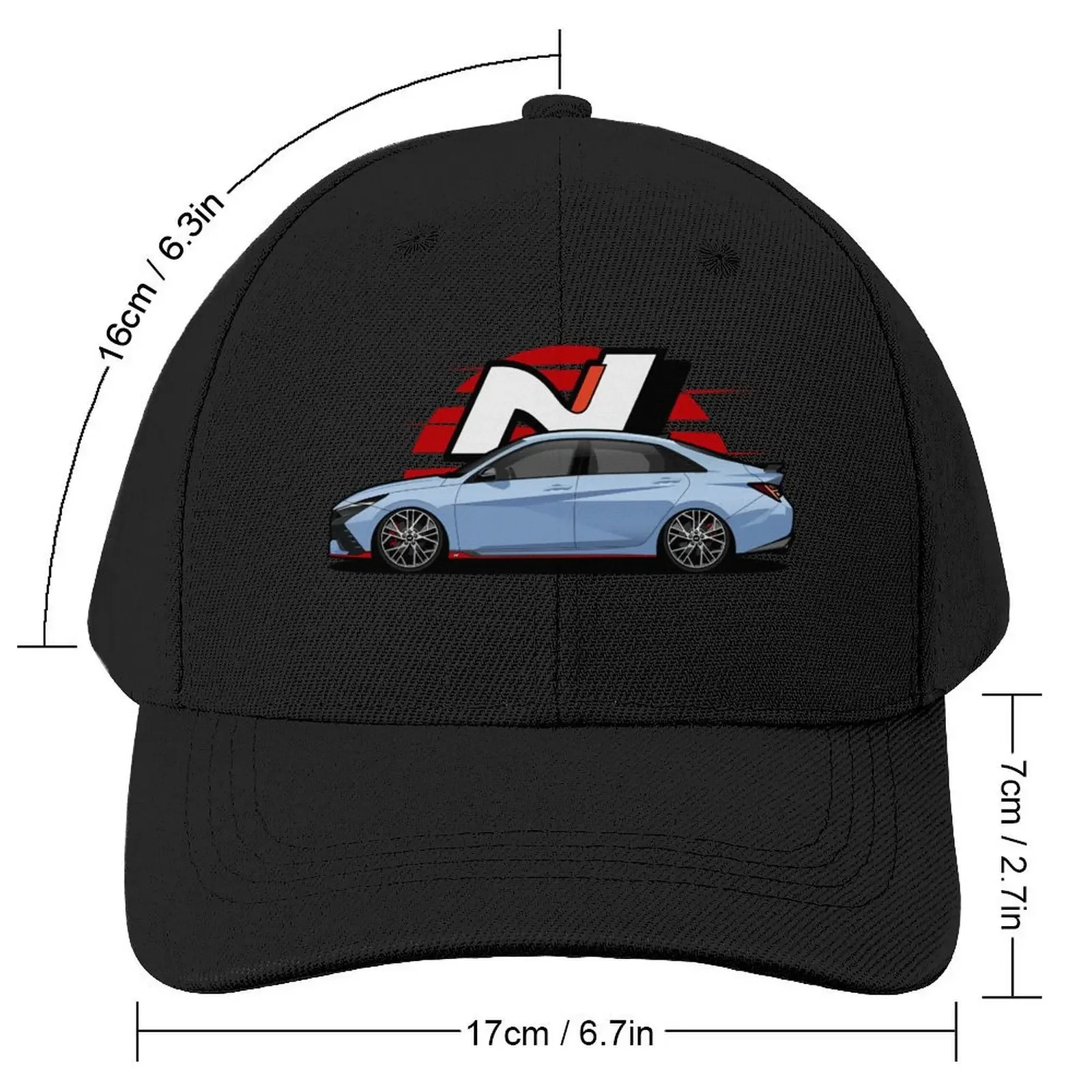 i30N Sedan/Elantra N Side View Baseball Cap funny hat Hood Golf Women Men's