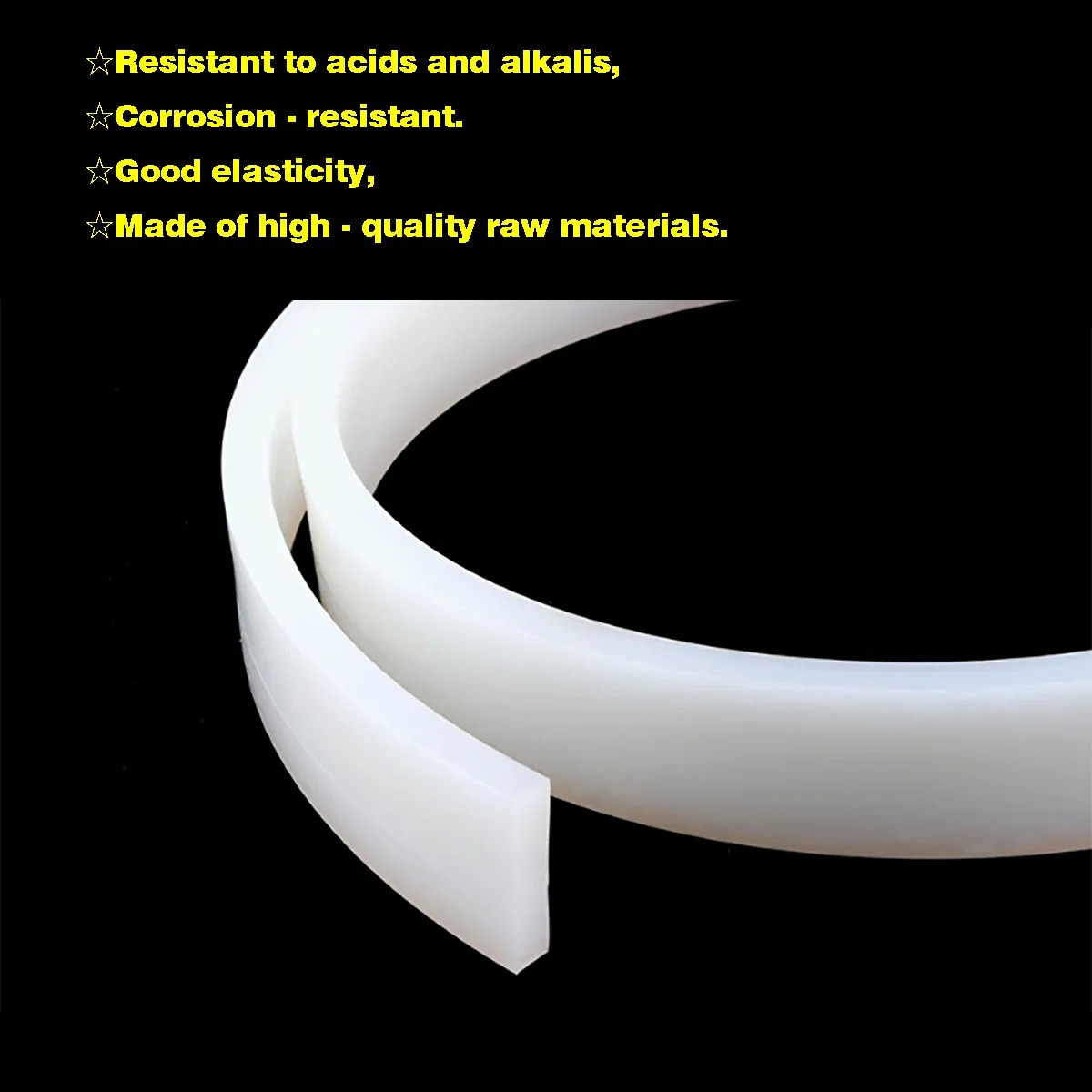 1M -5M White Solid Silicone Rubber Sealing Strip Weatherstrip Square Rectangle High Temperature Resistant Thickness=0.5/1/2-14mm