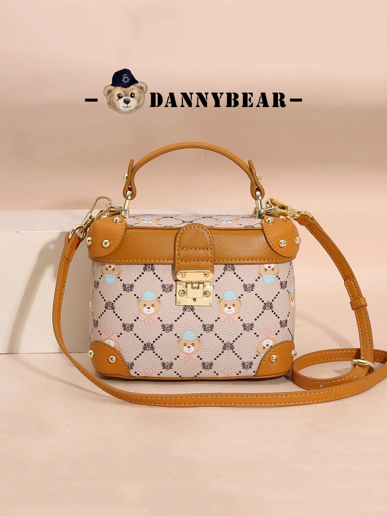 DANNY BEAR-Bolso de mano de lujo para mujer, bolso de hombro de PU, bolso cruzado Vintage de moda, bolso de mano de cubo portátil, nuevo