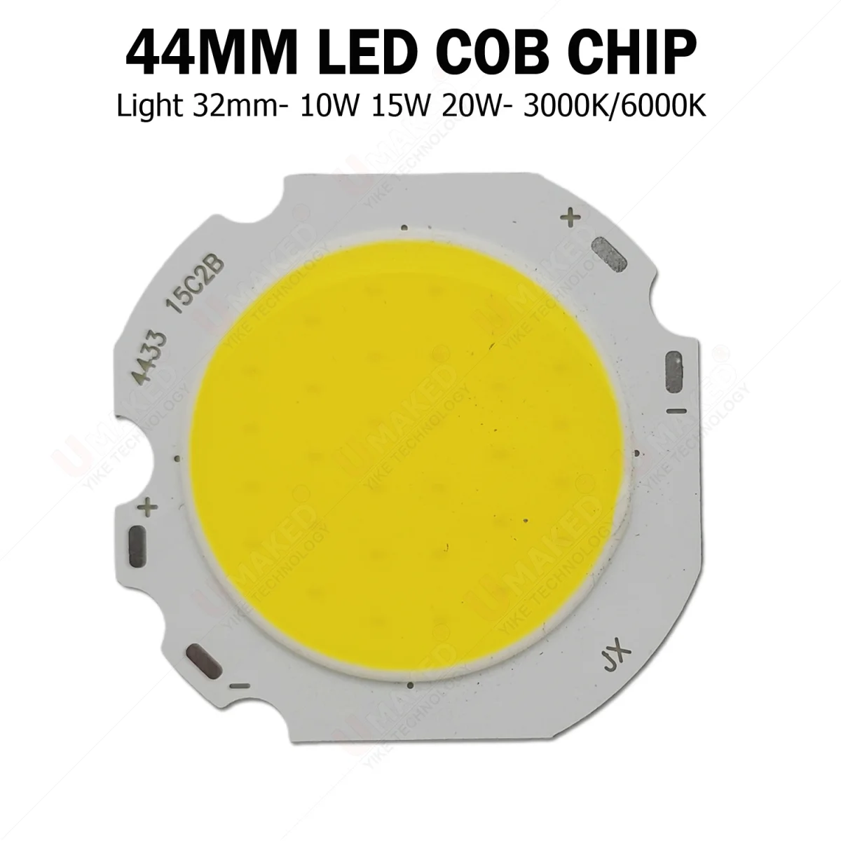 

10 шт., 44 мм, светодиодный чип COB, 10W15W20W, лампа источника прожектора, диоды DIP, алюминиевая печатная плата 3000K 6000K для потолочного освещения, слежения