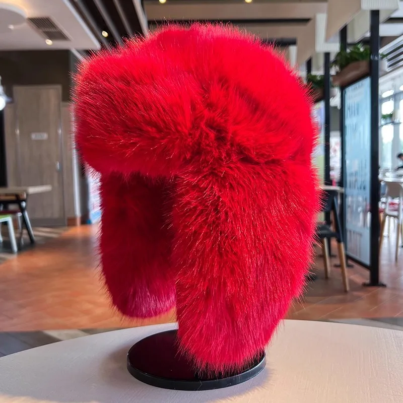 Verdicken Winter Faux Pelz Nerz Plüsch Lei Feng Hut für Frauen Outdoor Skifahren Radfahren Kappe Warme Ohr Schutz Kälte Beweis Russische Hut – Detail 5