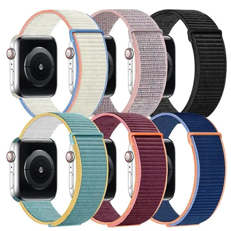 Apple Watch用ナイロンストラップ,さまざまなサイズ,Apple Watch用アクセサリー,シリーズ1,2,9,8,7,6,5,4,3 se,44mm, 45mm, 49mm, 42mm, 40mm 38mm、41mm