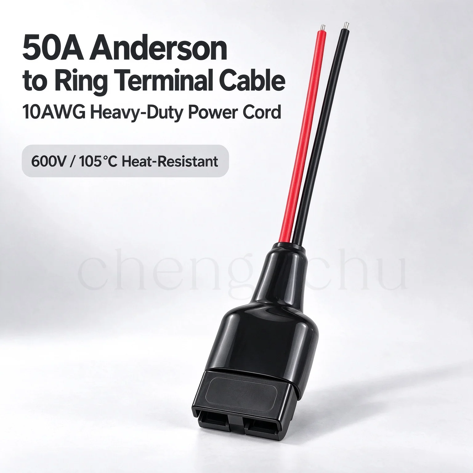 50A Anderson Style Connector to O Ring Terminal Cable 10AWG Battery Power Cable for Solar Generator Power Station