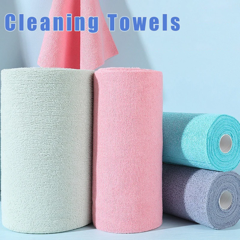 Reinigungstücher, wiederverwendbares Reinigungstuch, Haushaltsküchentuch, nasse und trockene Geschirrtücher, praktische Mikrofaser-Handtuchrollen, Geschirrlappen