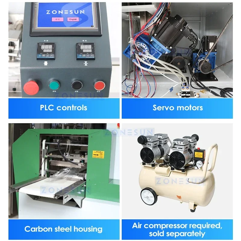 ZONESUN Confezionatrice automatica per cuscini Alimenti Verdura Frutta Confezionatrice per sacchetti con flusso orizzontale ZS-ZB600X