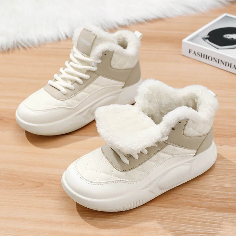 2024 Winter Women's Cotton Shoes Comfortable Soft Non-slip Casual Shoes Outdoor High Top Warm Cotton Casual Shoes Big Size 42