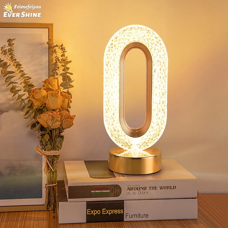 Crystal Led Table Lamp Stepless Dimming Usb Charging Touch Switch Remote Control Bedroom Light Living Room Decoration Desk Lamp