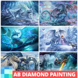 AB Drill Dragon Diamond Painting Full Drill Fantasy Animals Cross Stitch Kits Embroidery Mosaic Picture Home Decor DIY Gifts