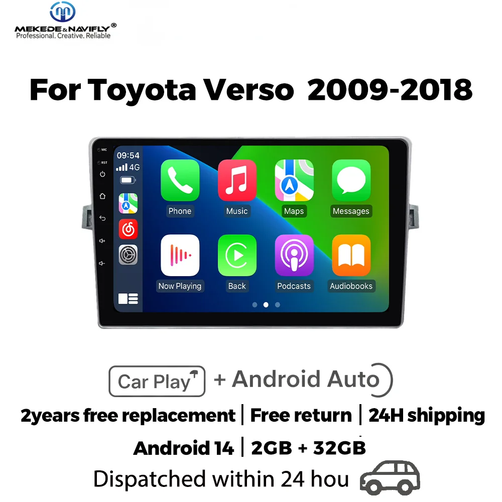 

MEKEDE&NAVIFLY Android 14 Intelligent car audio system For Toyota Verso R20 2009-2018 Car Radio GPS Navigation Multimedia Player