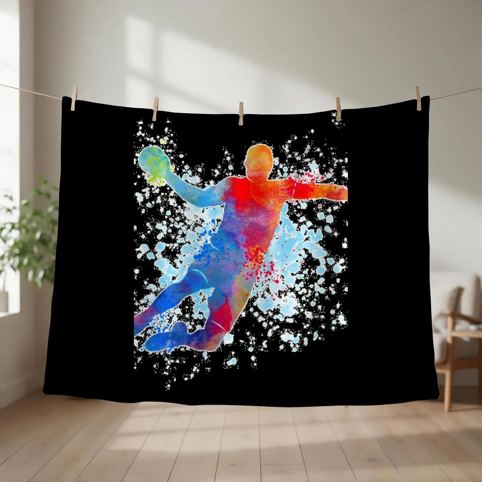 Handball Player Throw Blanket couch cozy soft plush fuzzy picnic outdoor blanket