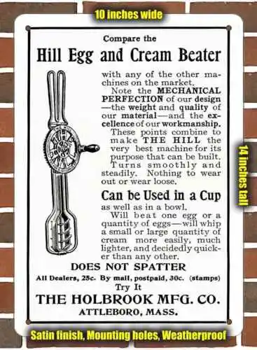 Metal Sign - 1908 Hill Egg and Cream Beater- 10x14 inches