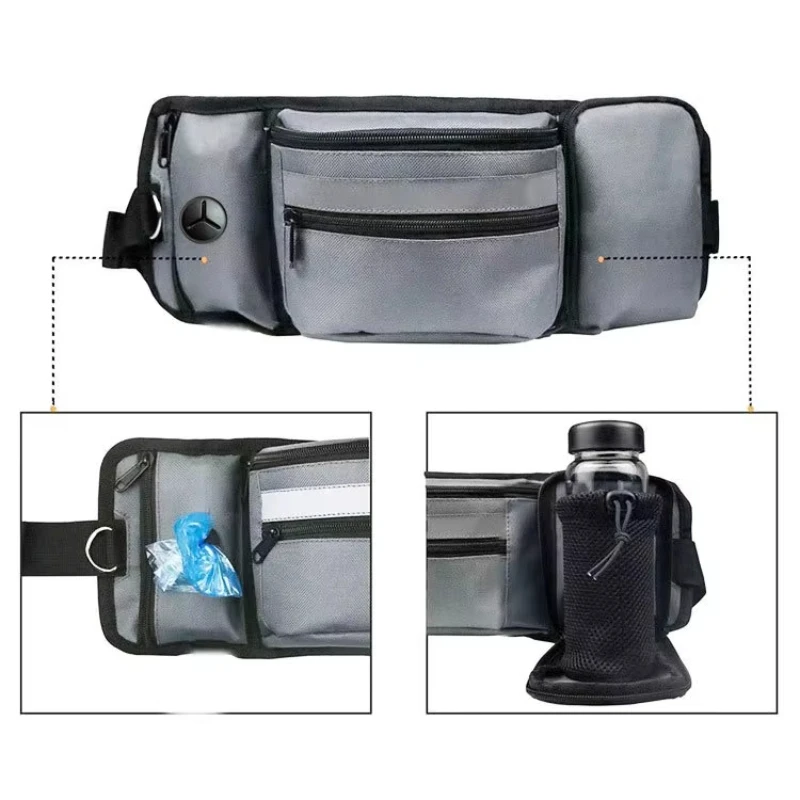 Dog Walking Waist Pack Portable Training Treat Pouch & Waste Bag Dispenser Adjustable Nylon Belt for Outdoor Hiking Jogging