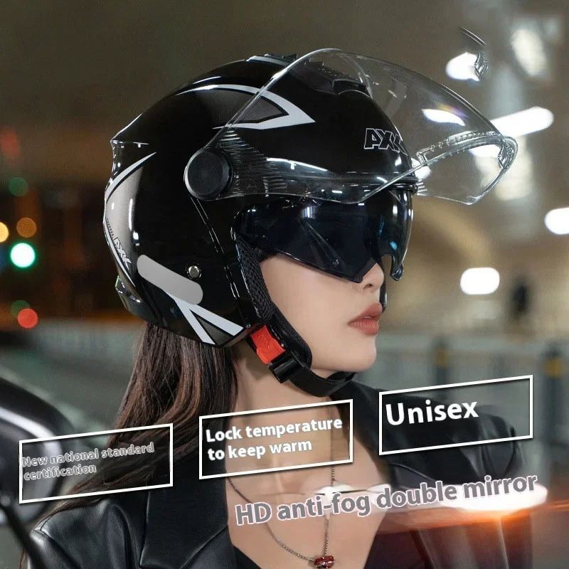 Men Women Adult Children Bicycle Safety Helmet Electric Bicycle Motorcycle Half Helmet Strong Durable High Definition Dual Lens