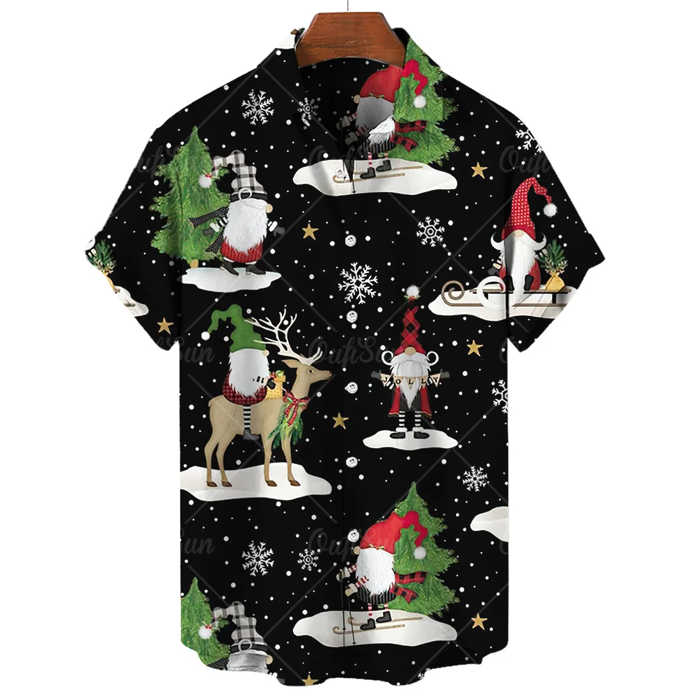 Christmas Shirt Men 3D Printed Short Sleeved Top Animal Cartoon Pattern T-Shirt Casual Shirts Streetwear Festival Men'S Clothing