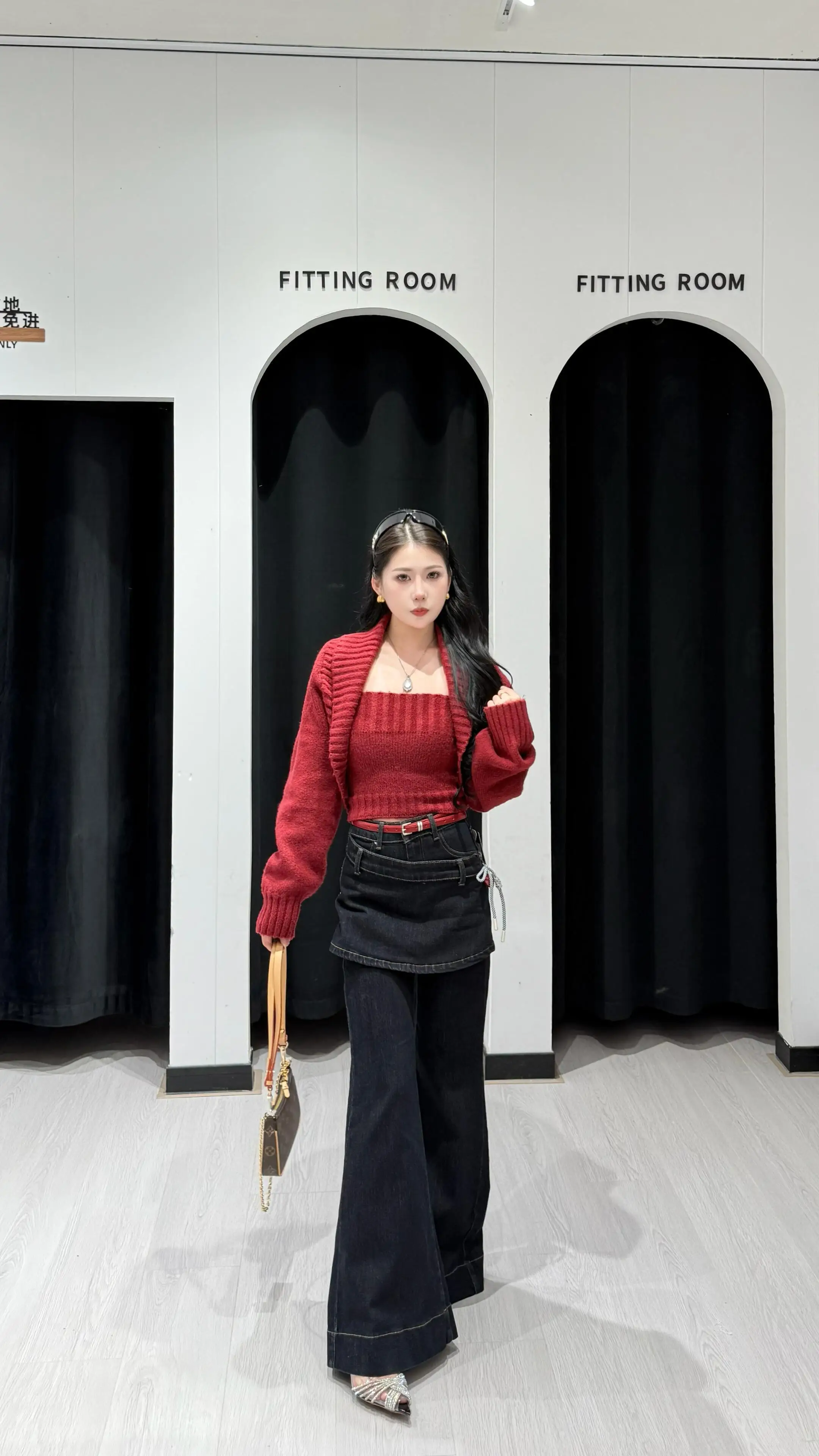 المرأة خمر وهمية قطعتين الجينز الأزرق الشارع الشهير Y2K واسعة الساق مستقيم جان عالية الخصر السراويل الرجعية مضيئة الدينيم السراويل