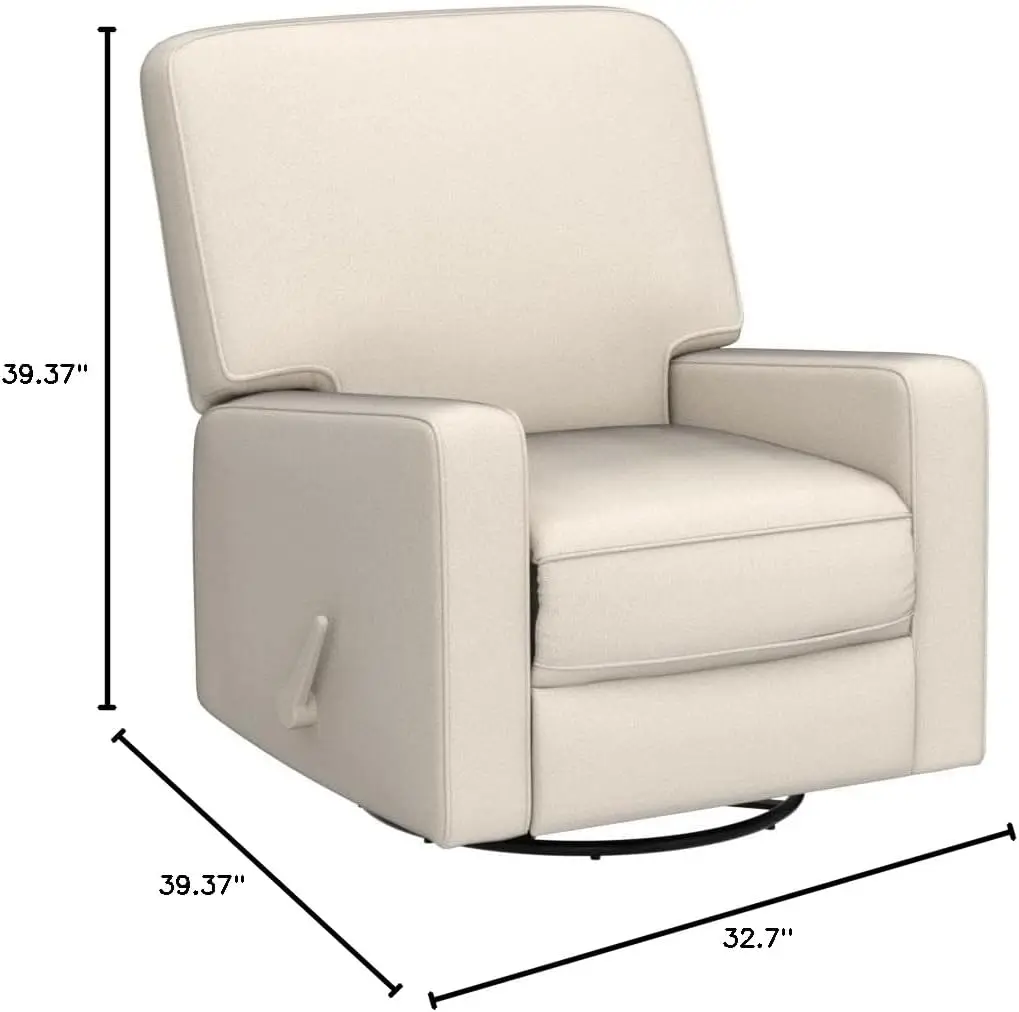 Swivel Rocker Recliner Chair, Fabric Rocking Chair with High Back, Deep Comfy Seat, for Living Room, Bedroom, Beige