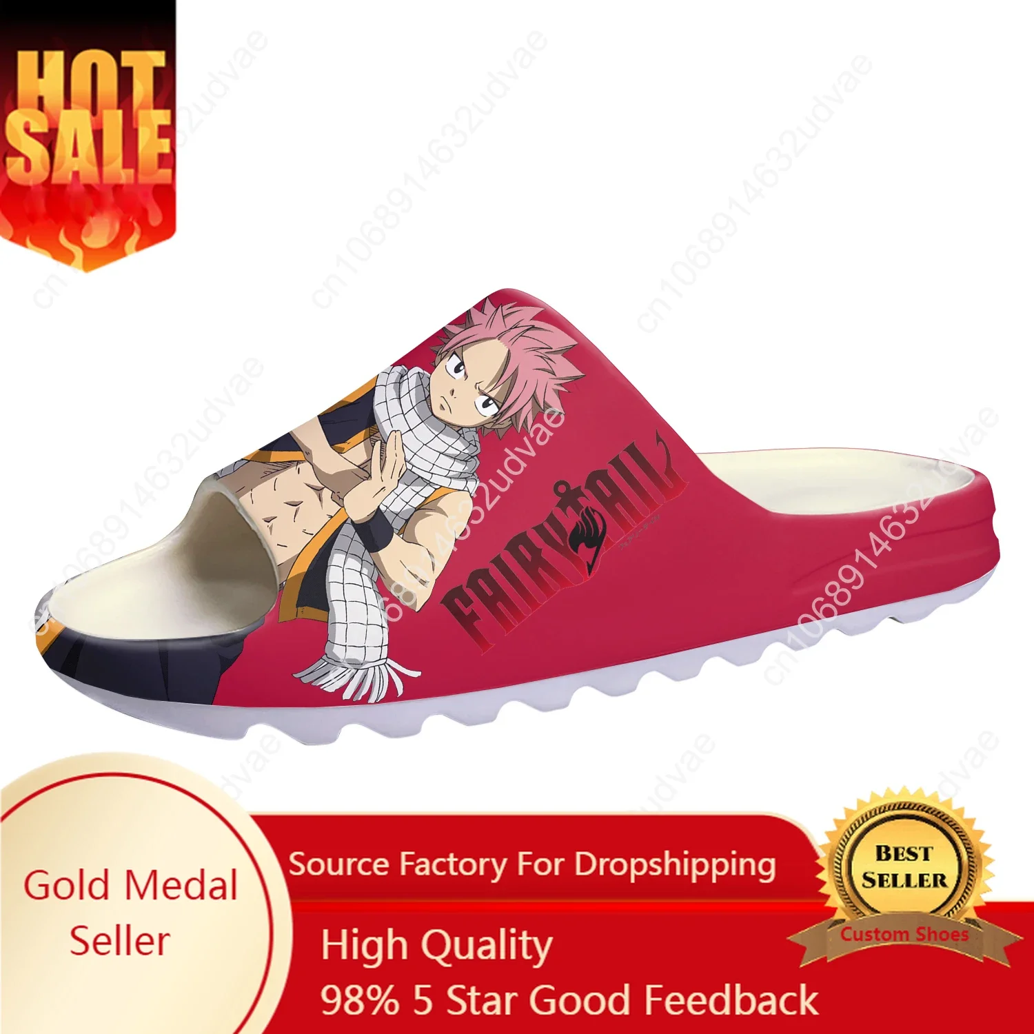 

F-Fairy T-Tail Natsu Dragneel Soft Sole Sllipers Step In Home Clogs Customized Water Shoes Mens Womens Step on Shit Sandals