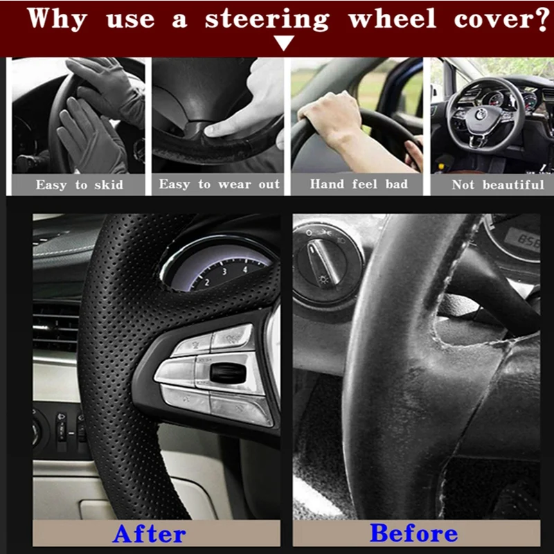 For MG MG5 6 MG 6pro HS ZS 2017-2023 Hand-stitched Anti-Slip high quality suede Car Steering Wheel Cover Interior accessories