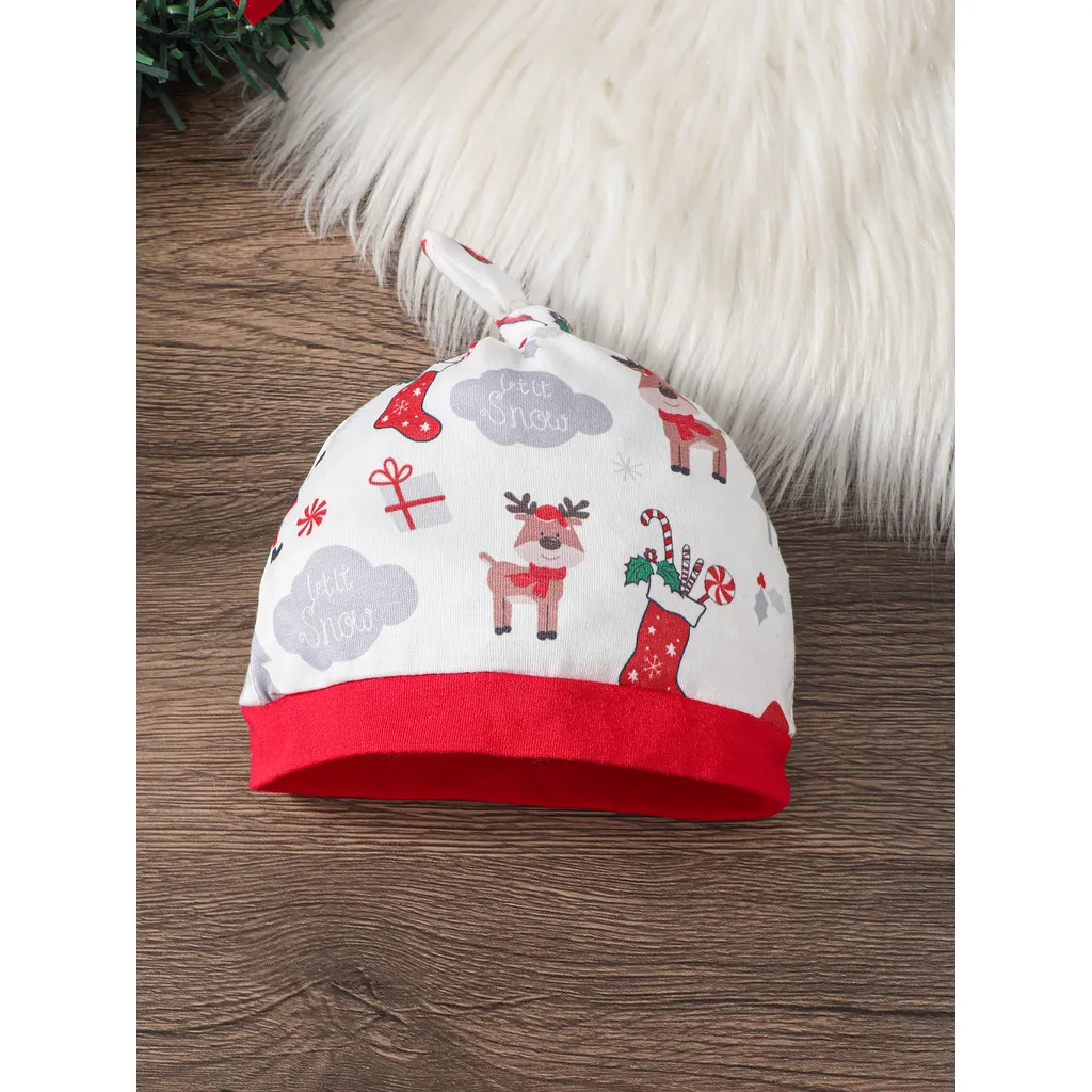 2 قطعة طفل رضيع عيد الميلاد رومبير بأكمام طويلة سانتا كلوز طباعة بذلة قبعة مهرجان ملابس تنكرية للحفلات للطفل الصبي 0-2 سنة