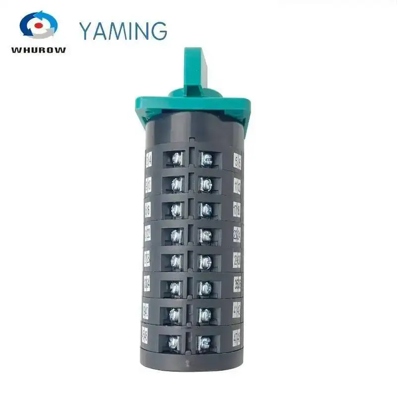 Rotary Cam Switch 6 Positions LW6-8/F432 Green Changeover Universal Selector 380V 5A 8 Pole 48 Terminals Sliver Contacts