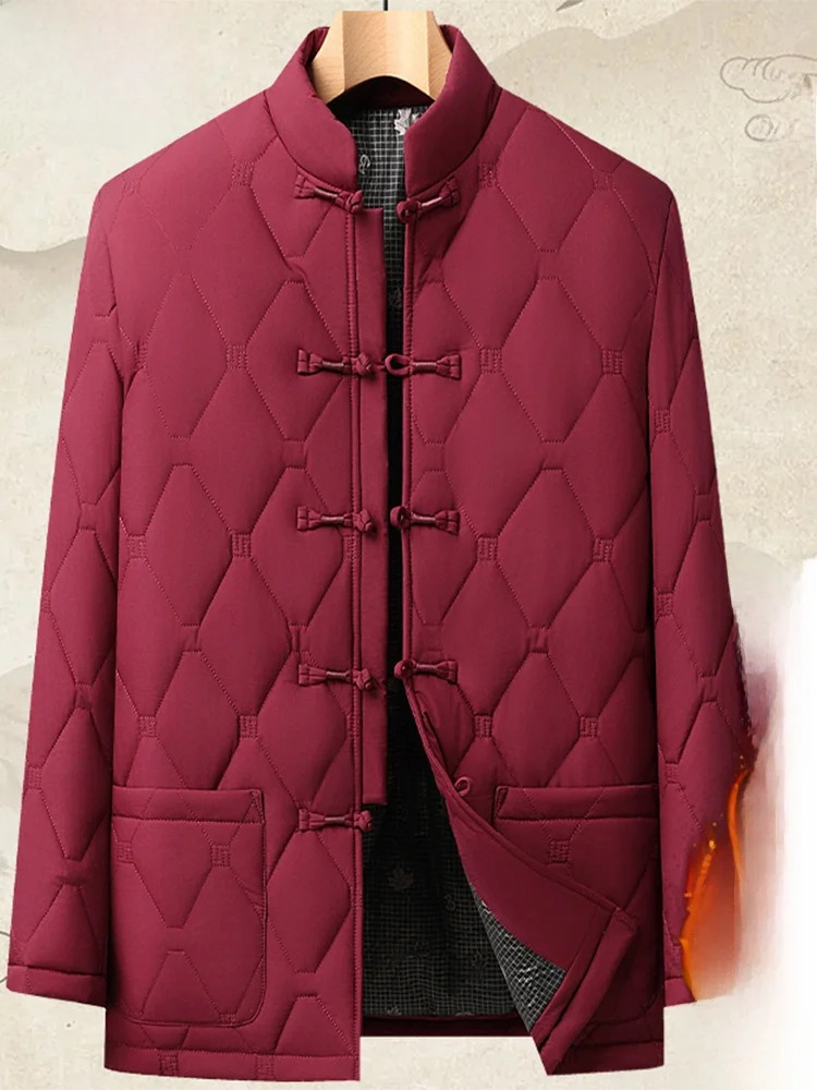 

Мужской традиционный китайский костюм Тан (цзяэ) из хлопка с подкладкой, красный, для свадебных торжеств, для мужчин среднего возраста...