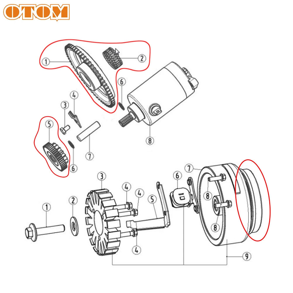 DT230 Motorcycle Engine Starter Clutch Gear Assembly For YAMAHA LONCIN MT250 HJ250H K16 Overrunning Twin Sprocket Needle Bearing