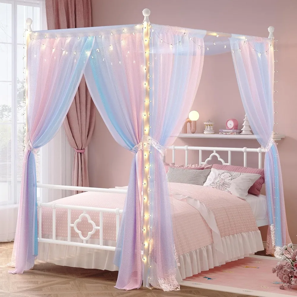 

Bed Frame with Storage Headboard, Full Size Bed Frame with 4 Removable Posts, Sturdy Metal Platform with Under-Bed Storag