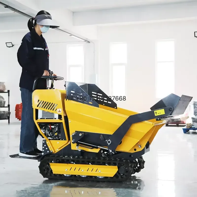 Wmwmnu Factory Price 300kg Engine Powered 4x4 Mini Track Dumper Crawler Power Wheel Barrow Construction Machinery