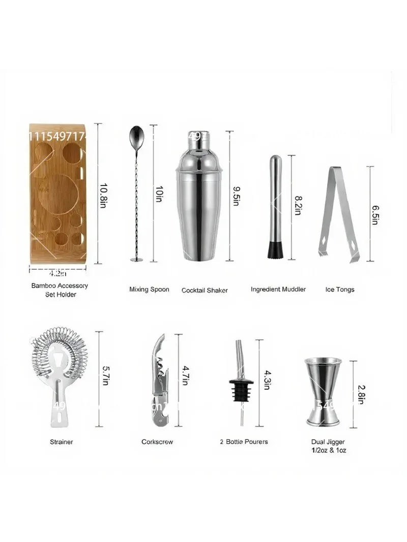 1PC Stainless Steel Bartender Kit Cocktail Shaker Set with Jigger Bar Tools for Home Bar Pub