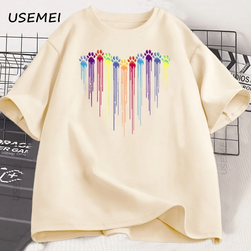 Hund Pfote Herz T Shirt Lustige Grafik T Shirts Hund Liebhaber T-Shirt Lose Beiläufige Kurzarm Männliche Kleidung Streetwear Baumwolle Tees
