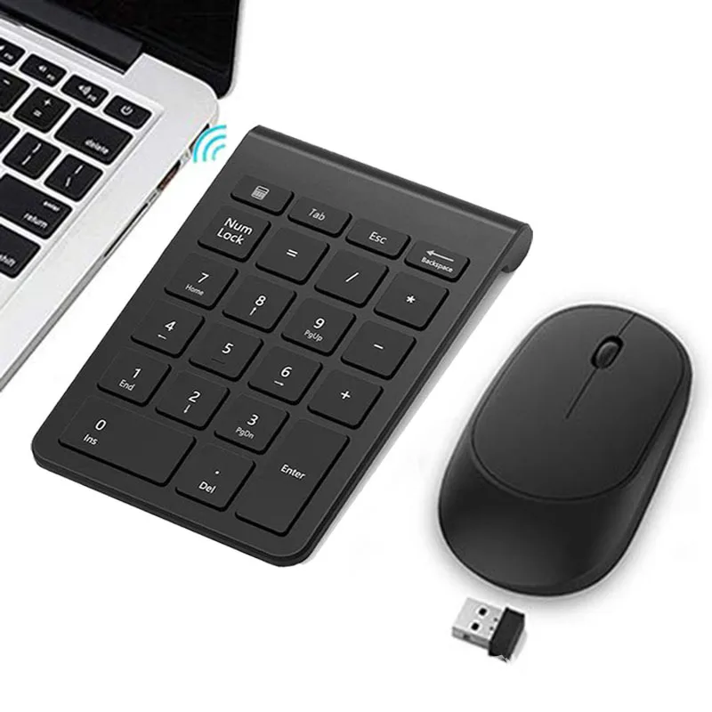 Wireless Keyboard Mini Digital Number Numeric Keypad Accounting Bank 18 Keys Keypad Mouse Set For Laptop PC Notebook