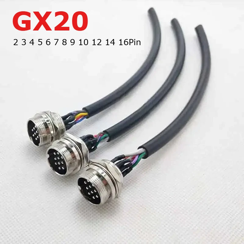 GX20 Aviation Plug Socket Male/Female with Wire GX20 2 3 4 5 6 7 8 9 10 12 14 16 Pin Connector Cable 7-20A 250V Connection Line