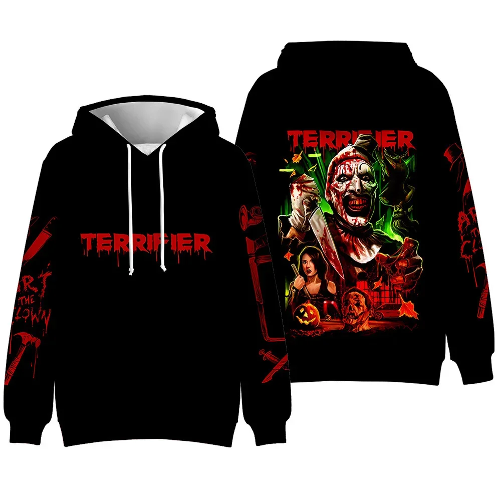 Terrifier película de terror sudaderas con capucha estampadas en 3D hombres mujeres moda Casual sudaderas de gran tamaño Sudadera con capucha