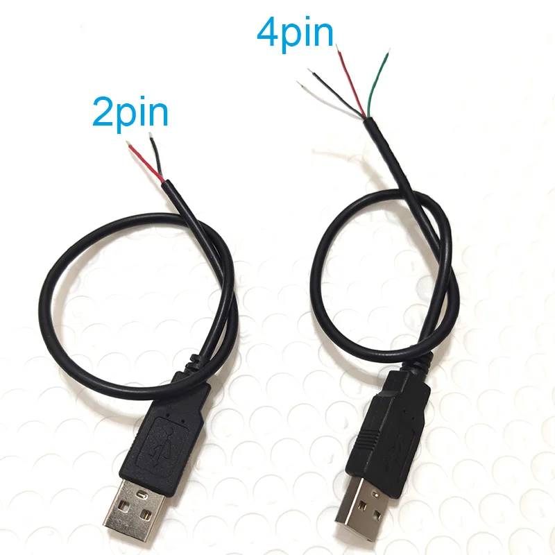 5V USB 0.3M 1M 2M 2 핀 4 핀 2 와이어 DIY usb 수 암 잭 커넥터 케이블, 전원 충전 연장 케이블 코드 커넥터 어댑터