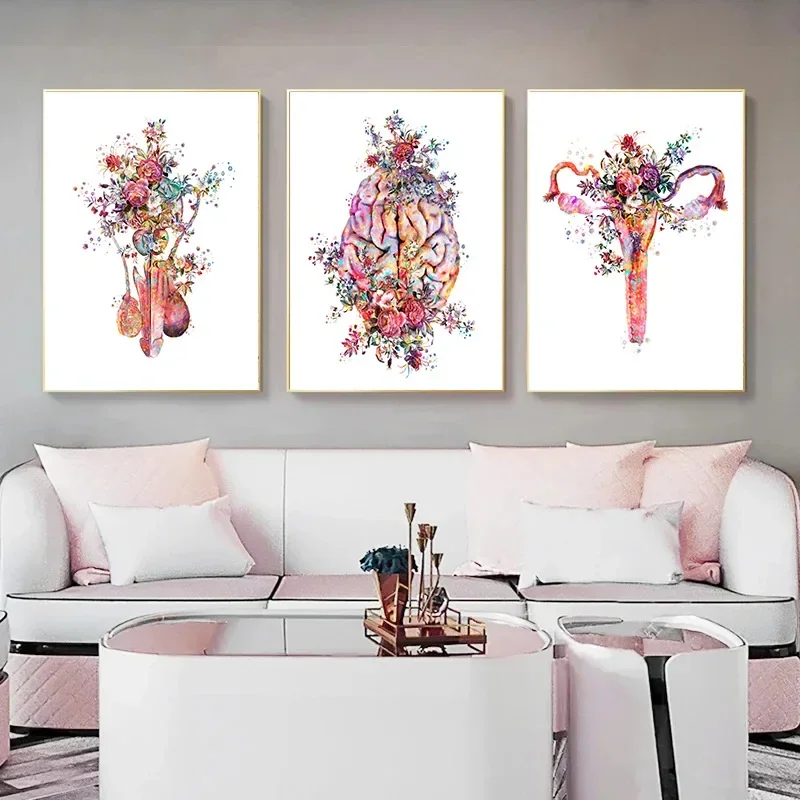 Abstract Flowers Human Organ Decoration Paintings Heart Liver Stomach Posters No Frame Nordic Modern Living Room Art, Home Decor