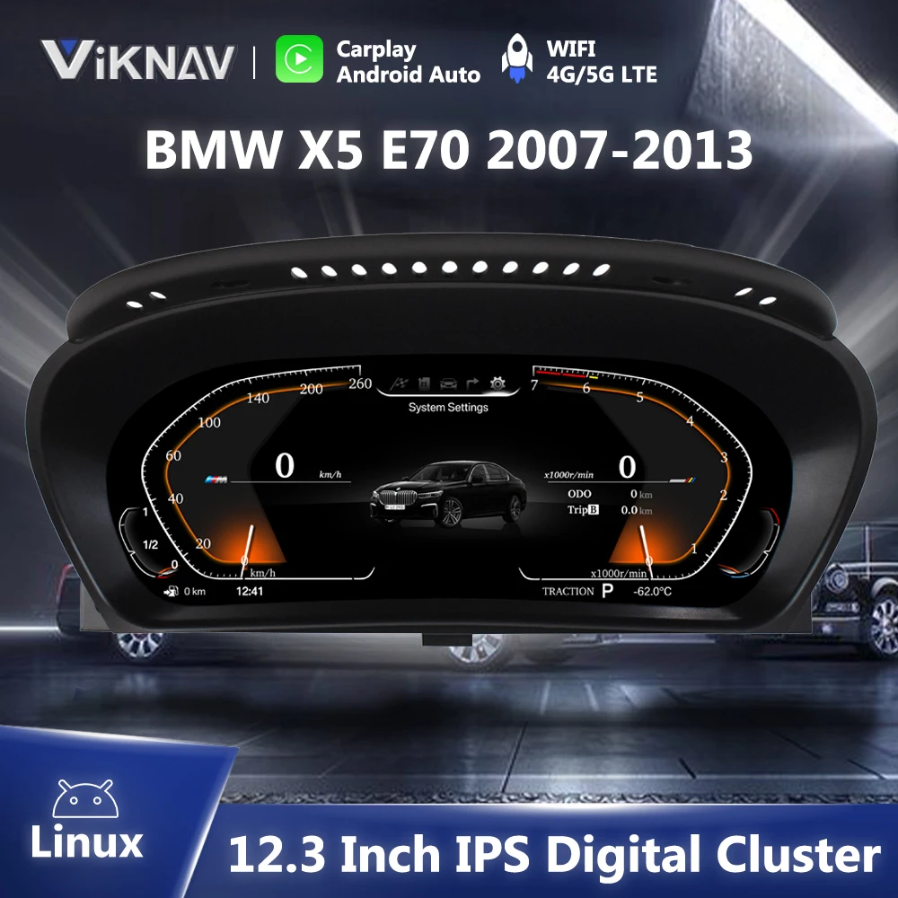

12.3 Inch Digital Dashboard Panel Virtual Instrument CockPit LCD Speedometer For BMW X5 E70 2007-2013 Digital Gauge Cluster