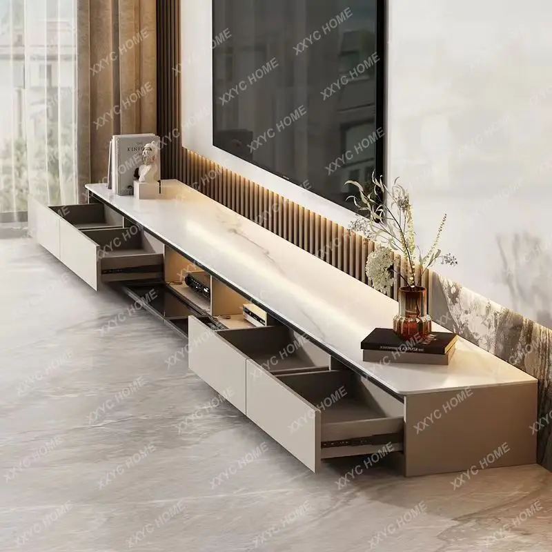 

M cream style light luxury minimalist rock slab solid wood floor simple modern combination locker