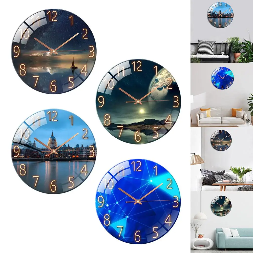 12'' Wall Clock, Large Numerals & Hands, Battery Operated Wall Clocks(Not Includ Battery) for