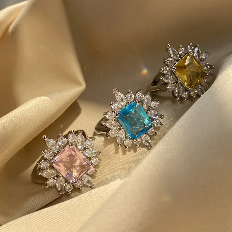 

MDLFES Moiss1n Diamond Style Pale Pink Diamond Yellow Full Diamond Diamond Rhombus Ring Floral Model Premium