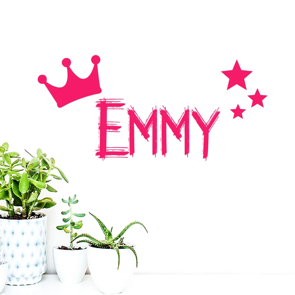 1 pc cool Crown and stars Customized Name Wall Sticker Home Decoration Accessories For Kids Rooms Decoration Wall Art Sticker