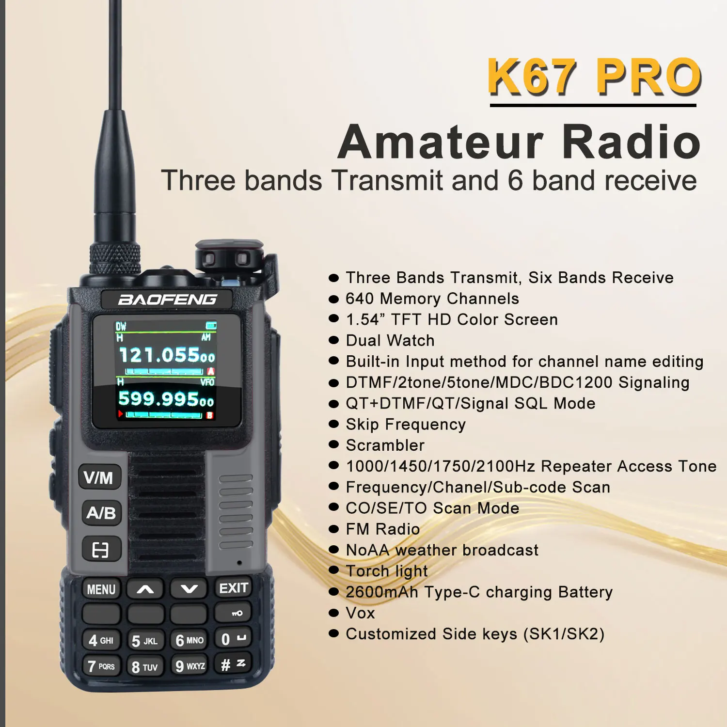 Baofeng Walkie Talkie 640Ch Scrambler reloj Dual Freq barrido camping al aire libre caza equipo para aficionados FM VOX GMRS Radio bidireccional