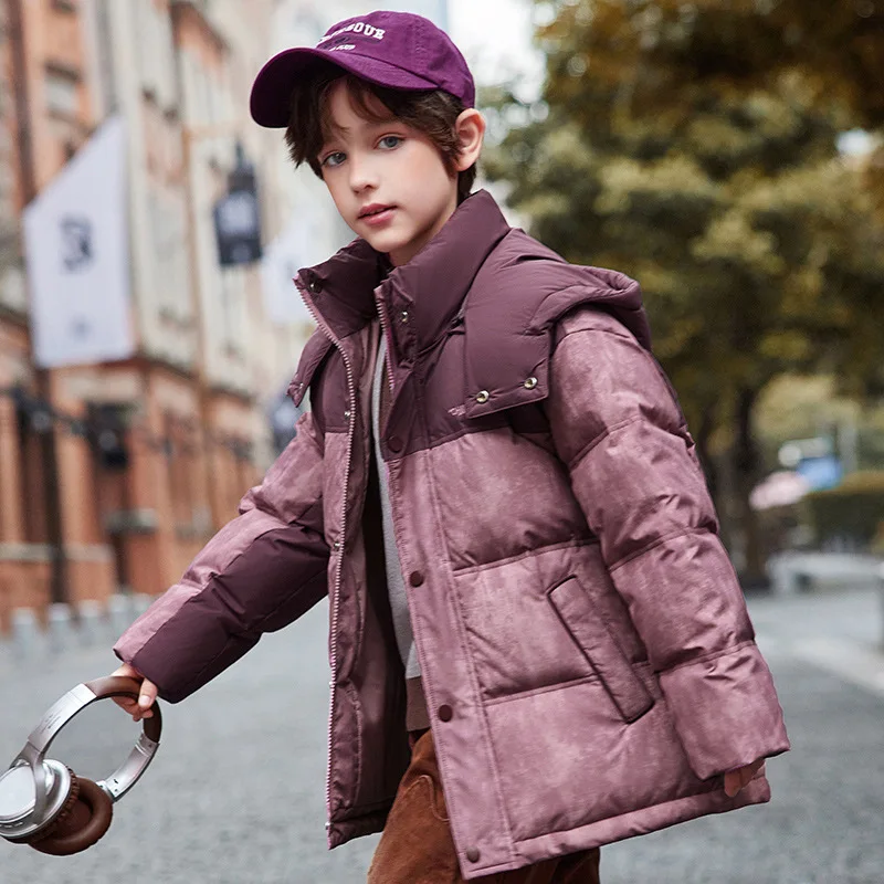 

RAISE Зимний детский пуховик для мальчиков с нашивками, толстый теплый пуховик с капюшоном для мальчиков-подростков 5-12 лет, верхняя одежда для мальчиков, пальто для мальчиков, наряд